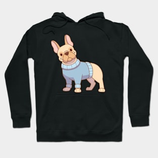 Cream frenchie in a blue sweater Hoodie